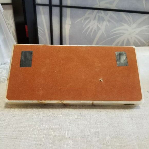 Vintage Brass Royal Elbro Desk Clock w/ Carrara Marble Base Italy - Works - Picture 6 of 6